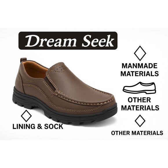 Dream Seek Men’s Slip-On Loafers Brown Comfort Casual Shoes Size 7.5 - Picture 5 of 7